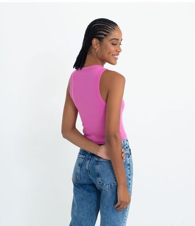 Blusa Cropped sin Manga en Ribana con Cuello Redondo 2