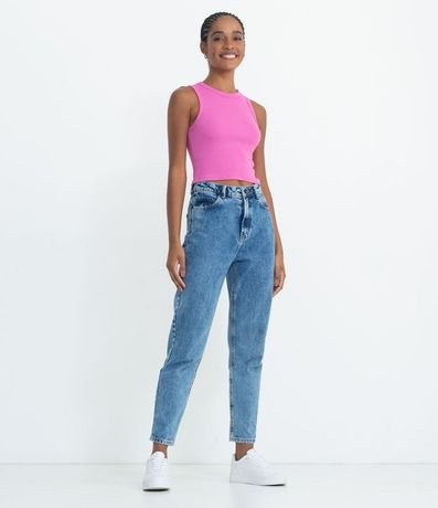 Blusa Cropped sin Manga en Ribana con Cuello Redondo 5