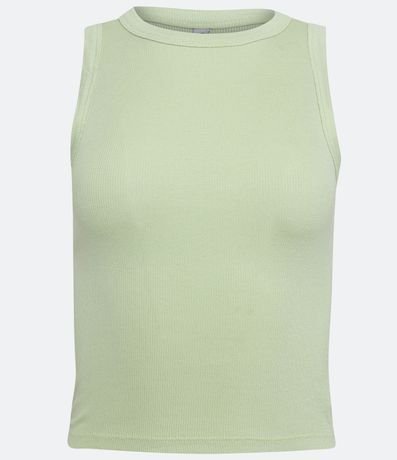 Blusa Cropped sin Manga en Ribana con Cuello Redondo 5