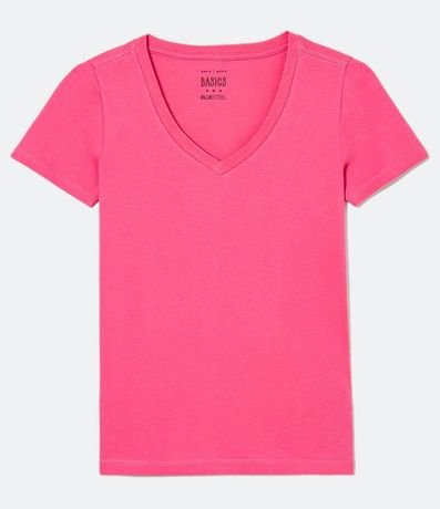 Remera en Algodón con Cuello V y Manga corta 4