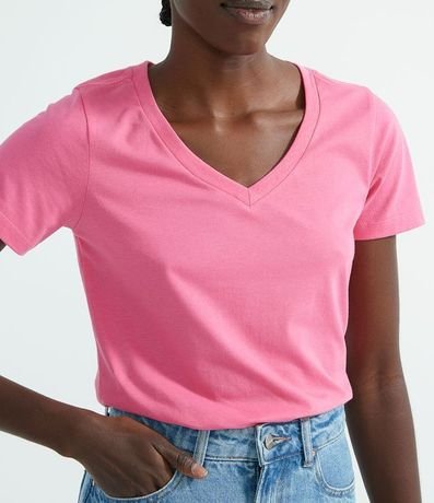 Remera en Algodón con Cuello V y Manga corta 3
