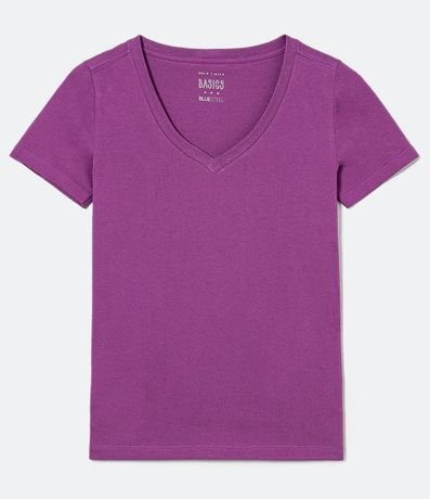 Remera en Algodón con Cuello V y Manga corta 4