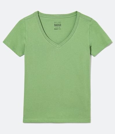 Remera en Algodón con Cuello V y Manga corta 3