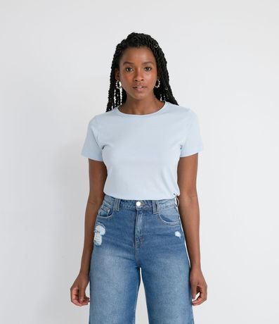 Blusa Alargada Básica en Algodón con Cuello Redondo y Manga Corta 1