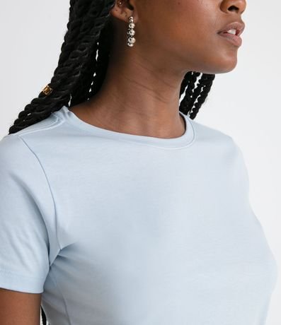 Blusa Alargada Básica en Algodón con Cuello Redondo y Manga Corta 3