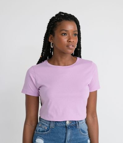Blusa Alargada Básica en Algodón con Cuello Redondo y Manga Corta 1