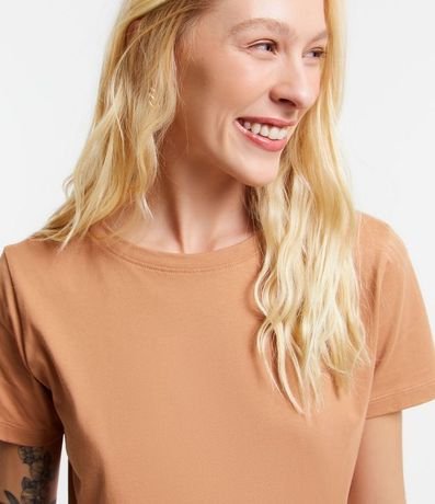 Blusa Alargada Básica en Algodón con Cuello Redondo y Manga Corta 4