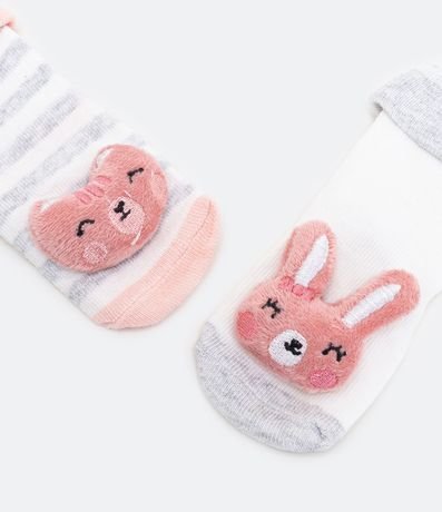 Kit 02 Medias Infantil con Traqueteo de Gato y Conejo - Talle 0 a 12 meses 3