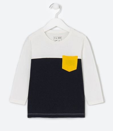 Camiseta Infantil en Algodón Bloques de Color con Bolsinho Contrastante  - Tam 1 a 5 años 1