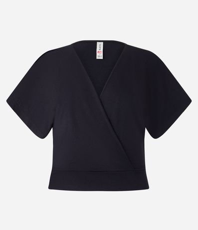 Blusa Corta Lisa en Viscose con Escote en V Transpasado 6