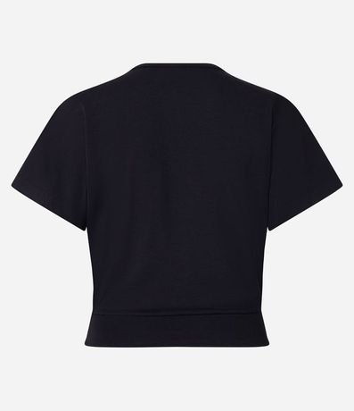 Blusa Corta Lisa en Viscose con Escote en V Transpasado 6