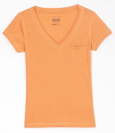 Blusa Básica en Algodón con Manga Corta y Bolsillo Pequeño 5