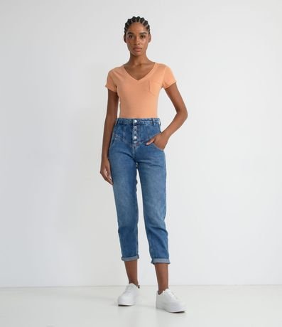 Blusa Básica en Algodón con Manga Corta y Bolsillo Pequeño 4