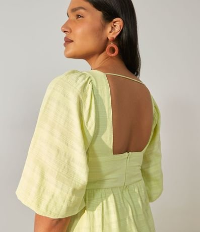 Vestido Midi en Algodón con Escote Cuadrado y Mangas Abullonadas 4