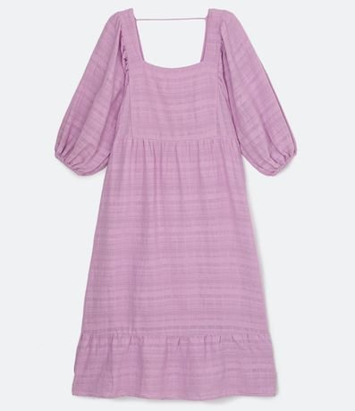 Vestido Midi en Algodón con Escote Cuadrado y Mangas Abullonadas 5