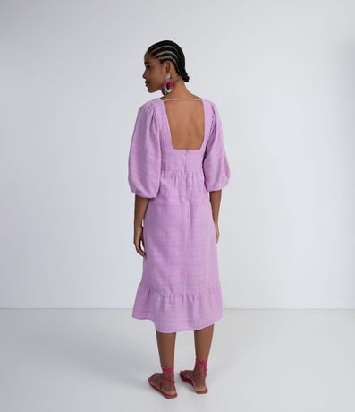 Vestido Midi en Algodón con Escote Cuadrado y Mangas Abullonadas 2