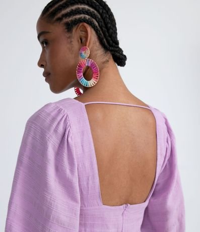 Vestido Midi en Algodón con Escote Cuadrado y Mangas Abullonadas 4