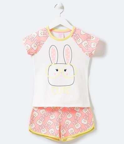Pijama Infantil Corto en Algodón con Estampado de Conejito 1