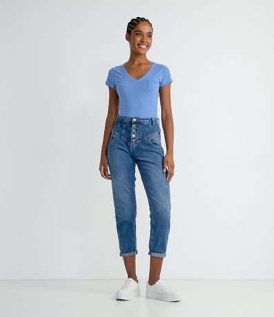 Blusa Básica en Algodón con Manga Corta y Bolsillo Pequeño 5