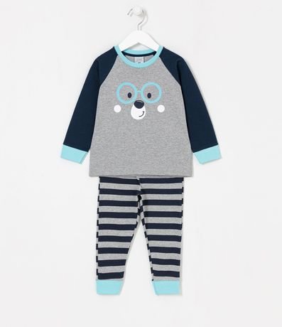 Pijama Infantil Largo Estampa Oso de Gafas - Tam 1 a 4 años 1