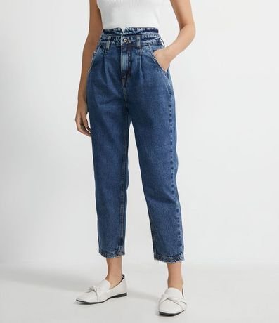 Pantalón Mom Jeans con Cintura Diferente y Pliegues Frontales 1