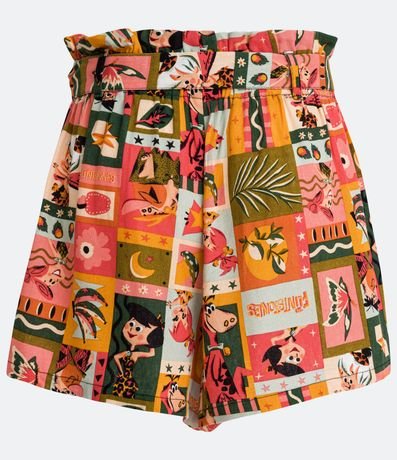 Short Clochard en Lino con Cinturón y Estampado Los Picapiedra 6