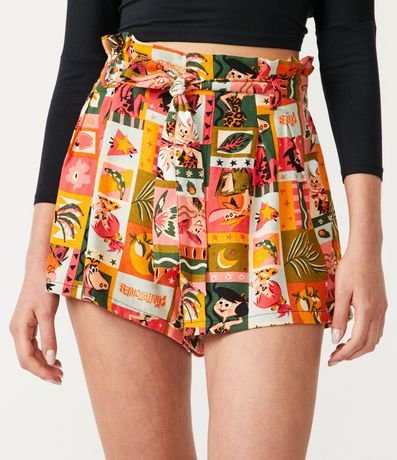 Short Clochard en Lino con Cinturón y Estampado Los Picapiedra 2