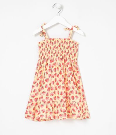Vestido Infantil con Lastex Estampado de Frutillas - Talle 1 a 5 años 2
