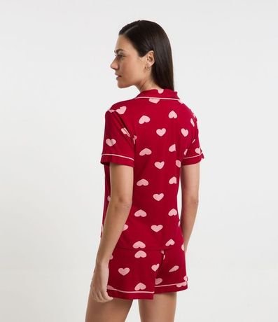 Pijama Americano Corto en Viscolycra con Estampado de Corazones 2