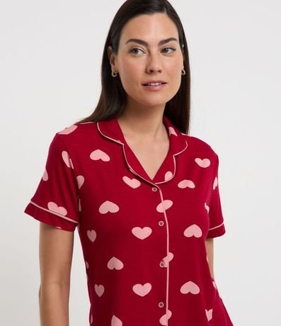 Pijama Americano Corto en Viscolycra con Estampado de Corazones 3