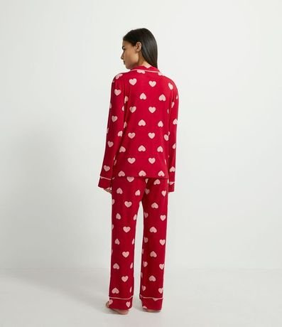 Pijama Americano Largo em Viscolycra com Estampado de Corazones 2