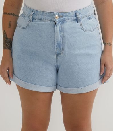 Short Mom Jeans Delavé con Elastico en los Bolsillos Curve & Plus Size 1