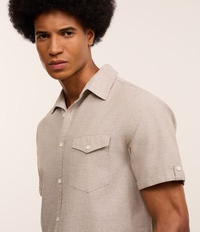 Camisa Manga Corta en Lino con Bolsillo 4