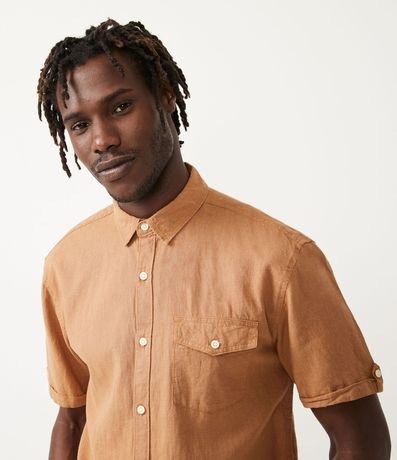 Camisa Manga Corta en Lino con Bolsillo 4