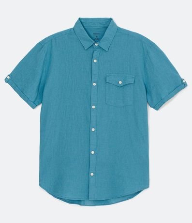 Camisa Manga Corta en Lino con Bolsillo 7