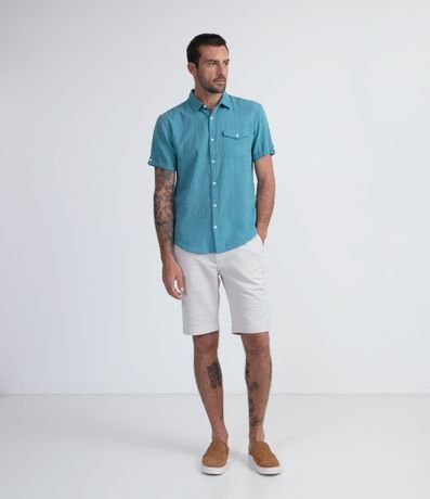 Camisa Manga Corta en Lino con Bolsillo 6
