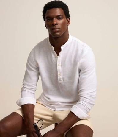 Camisa Ancha en Lino con Cuello Padre