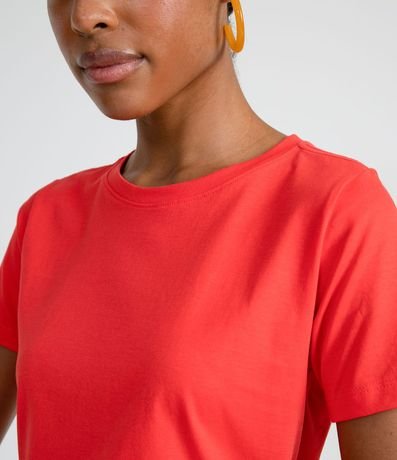 Blusa Alargada Básica en Algodón con Cuello Redondo y Manga Corta 3