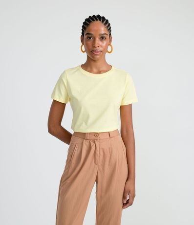 Blusa Alargada Básica en Algodón con Cuello Redondo y Manga Corta 1