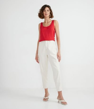 Blusa Musculosa en Viscosa con Tirantes Anchos sin Estampa 4