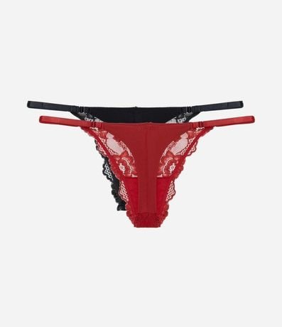 Kit 02 Bombachas Colaless Hilo Doble en Encaje Floral 2