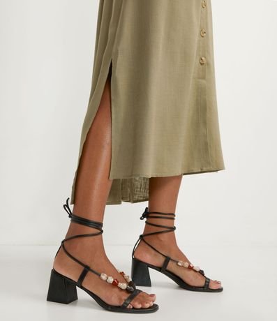 Vestido Chemise Alargado en Viscolino con Botones Contrastantes 4