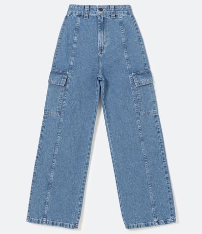 Pantalón Wide Leg Jeans con Recortes y Bolsillos Laterales 1