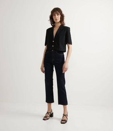 Blazer Cropped en Laise con Manga Corta 4