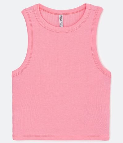 Blusa Cropped sin Manga en Ribana con Cuello Redondo 5