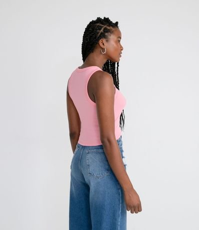 Blusa Cropped sin Manga en Ribana con Cuello Redondo 2