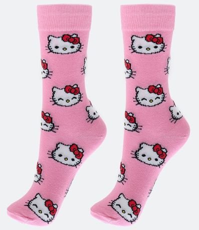 Media Caño Alto en Algodón con Estampa Hello Kitty
