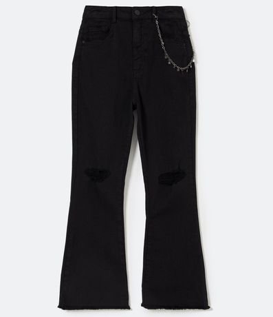 Pantalón Boot Cut en Sarga con Cadena Atada a las Trabillas 5