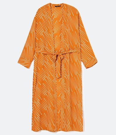 Kimono Alargado Rayado con Mangas Largas y Cinturón para Amarre 7