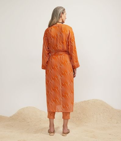 Kimono Alargado Rayado con Mangas Largas y Cinturón para Amarre 2